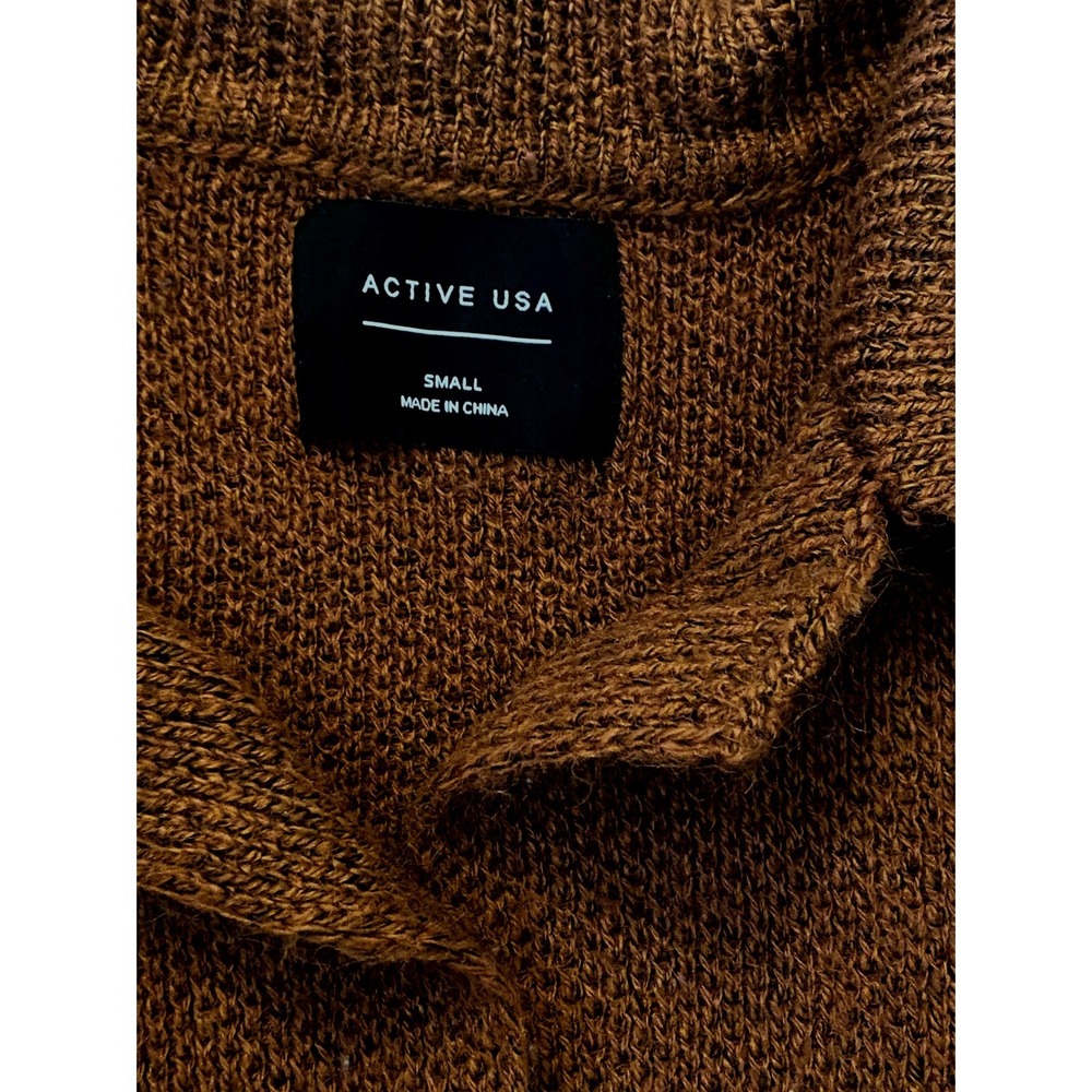 Active USA Women Rust Brown Double Breasted Knit Cardigan Sweater Small Academia - Picture 6 of 9